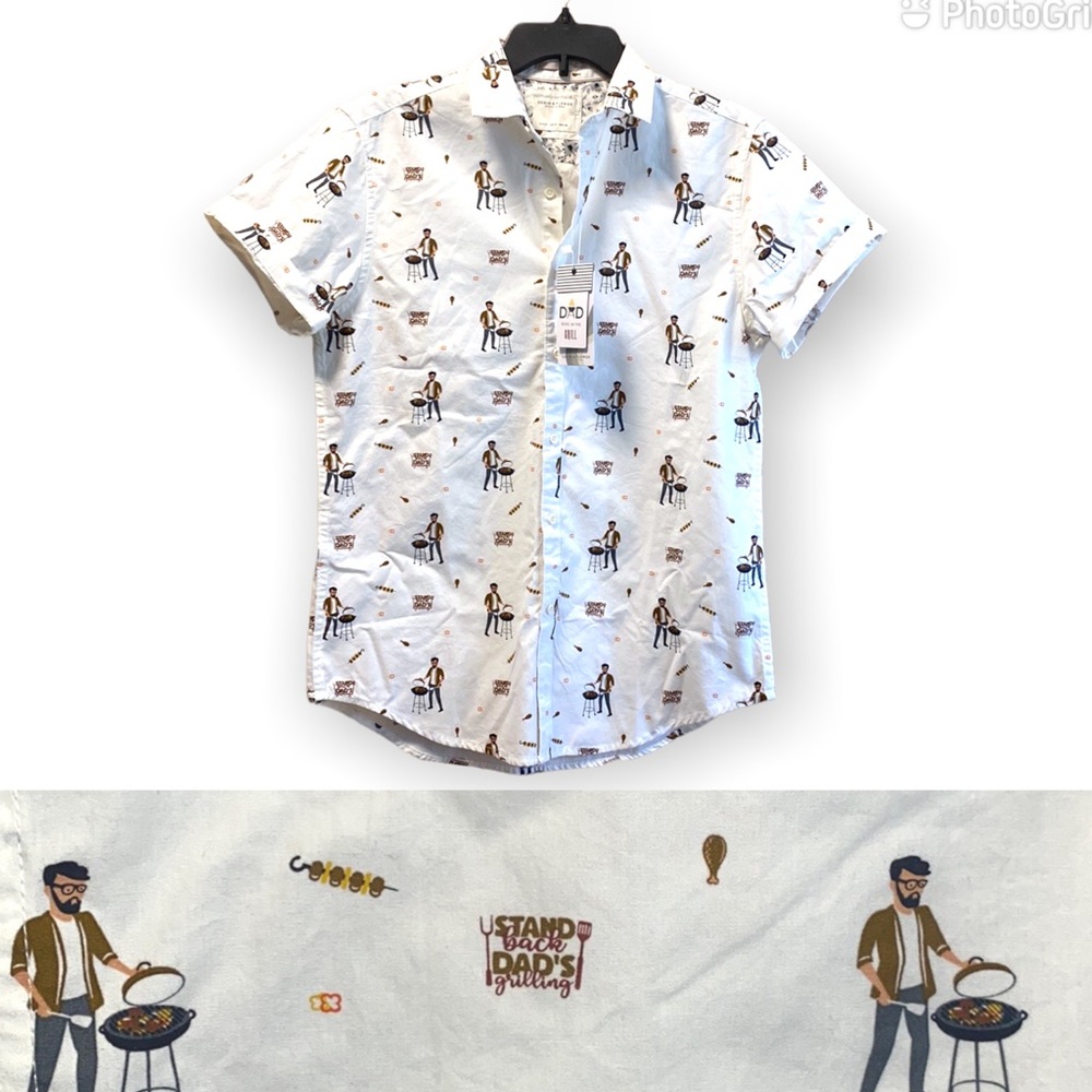 NWT Denim & Flower Dad Grilling Button Down 100% Cotton